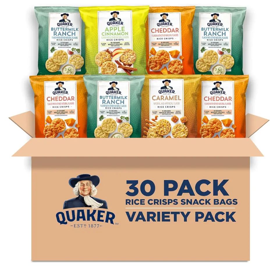 Quaker Rice Crisps variety pack – low-calorie baked rice snack