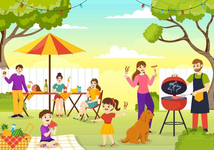 “Family enjoying a backyard BBQ on a summer day” “Budget-friendly grill setup with burgers and hot dogs” “Kids roasting marshmallows at a backyard fire pit” “DIY string lights and outdoor picnic table setup”