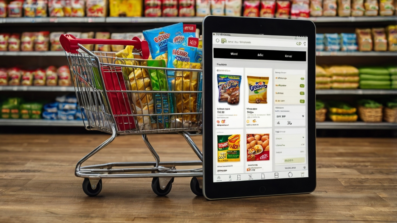Comparison of online versus in-store grocery prices showing significant savings