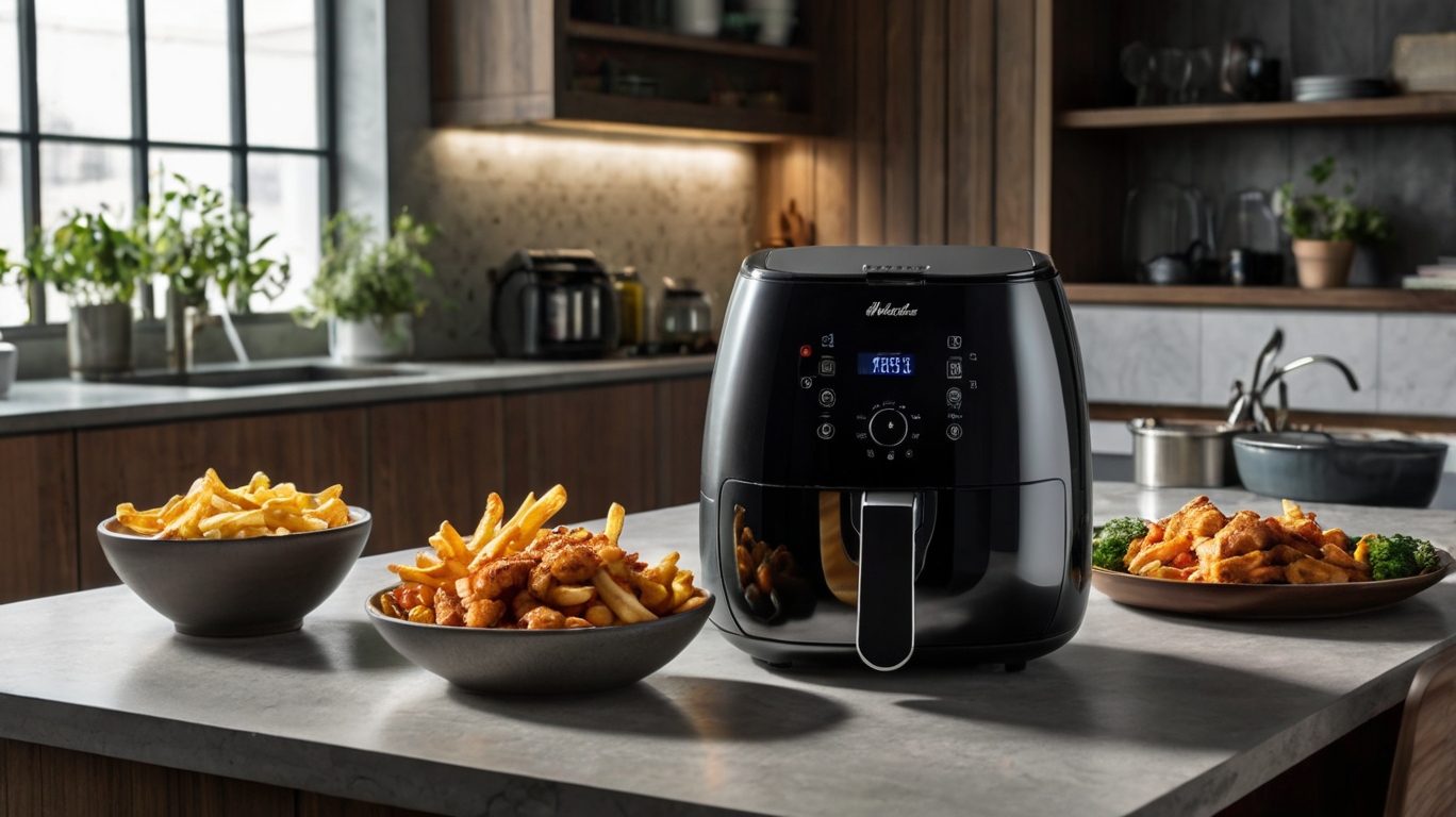 A modern kitchen with a multi-cooker air fryer combo on sale for Mother's Day in 2025, showcasing various brands like Ninja and Instant Pot.