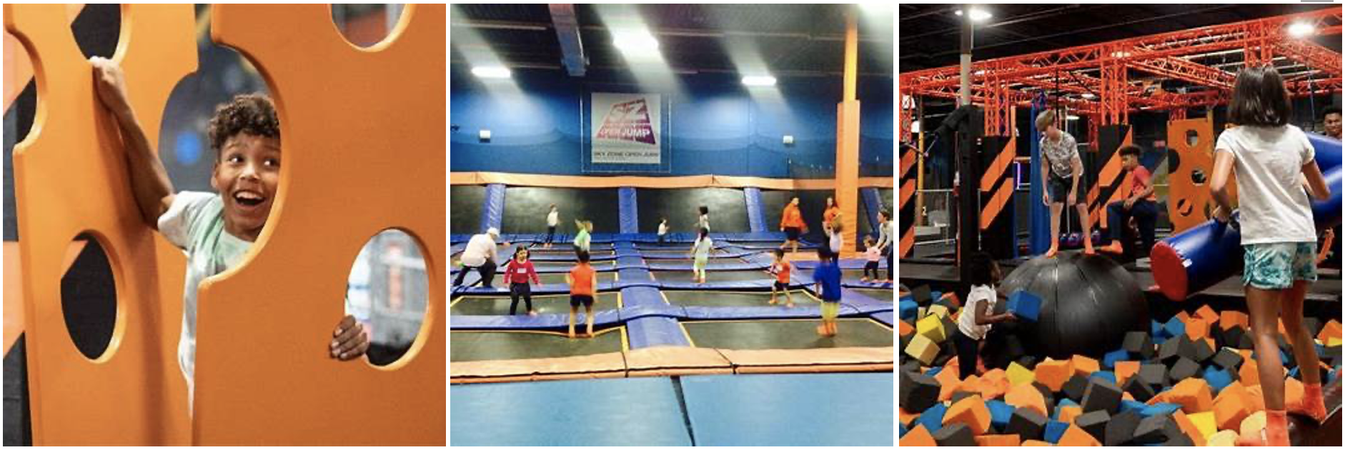 Mother’s Day at Sky Zone Toronto, mom and kids enjoying trampoline fun together.