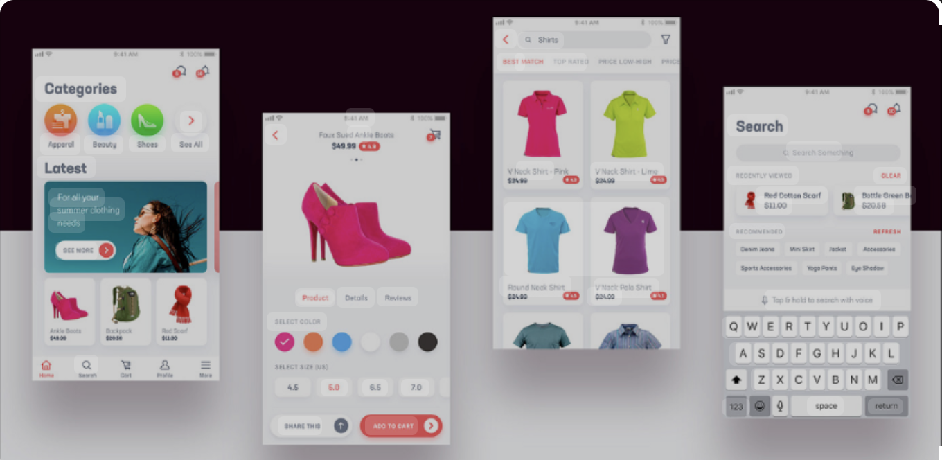 Digital shopping interface with holographic discounts on electronics and home goods