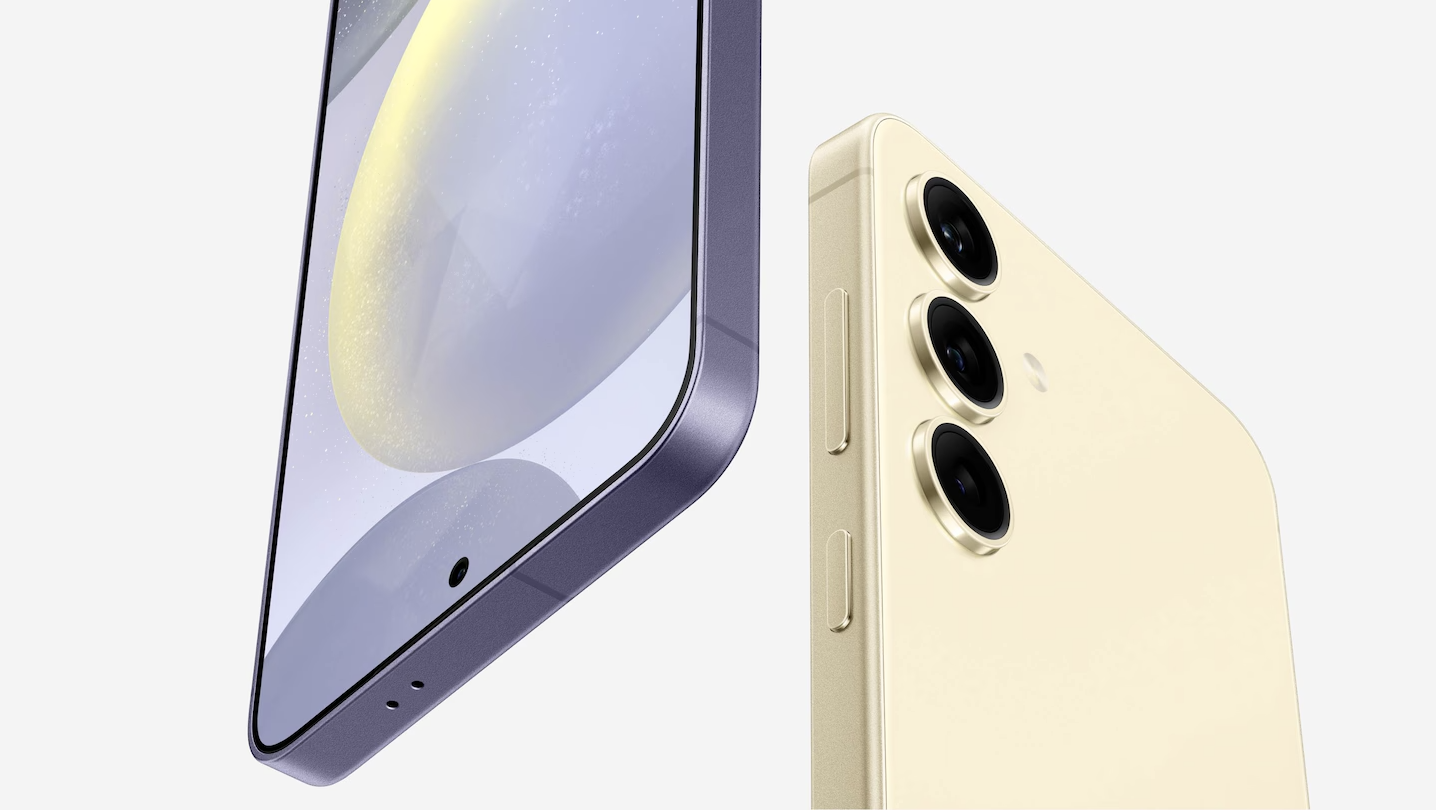 Two smartphones showcasing front and rear designs